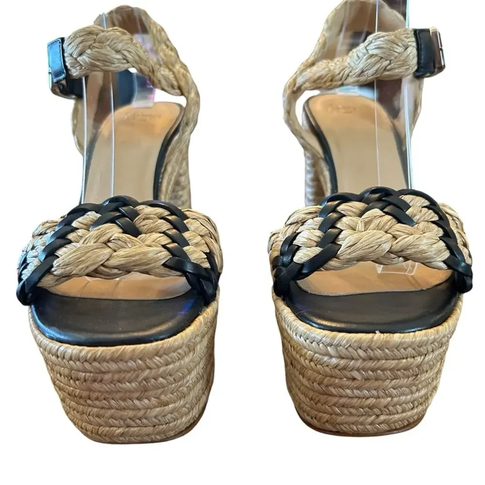 Castaner Agnes Raffia & Leather Platform Sandals Braided Detail NEW EU 40 US 9